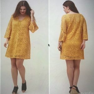 Lane Bryant Mustard Crochet / Lace Dress